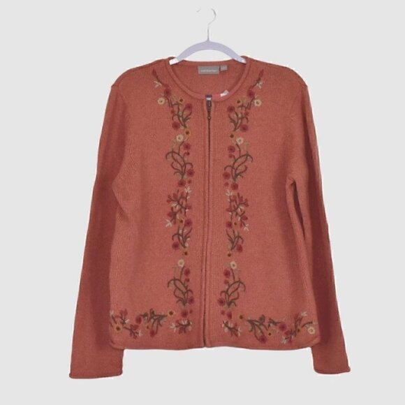 Croft & Barrow Womens Long Sleeve Embroidered Cardigan Sweater Size XL - Picture 1 of 11